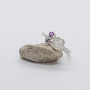 ring heart and 2 birthstones