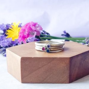 Stacking ring geboortesteen klein