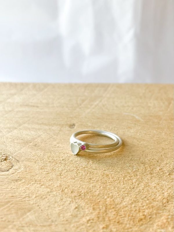 Summer duo: stack met ring hartje mini en ring geboortesteen klein - Afbeelding 4