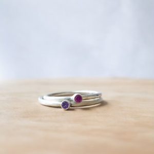 Stacking ring geboortesteen klein