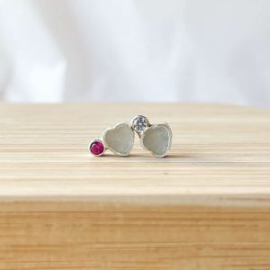 Oorbellen kleine hartjes en geboortestenen